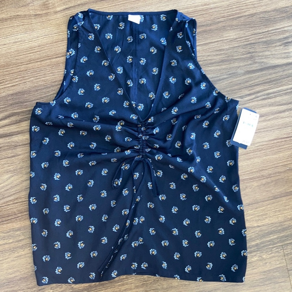 Floral Navy Sleeveless Top